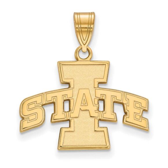 14k Gold Plated Silver Iowa State Medium 'I STATE' Pendant - Picture 1 of 3